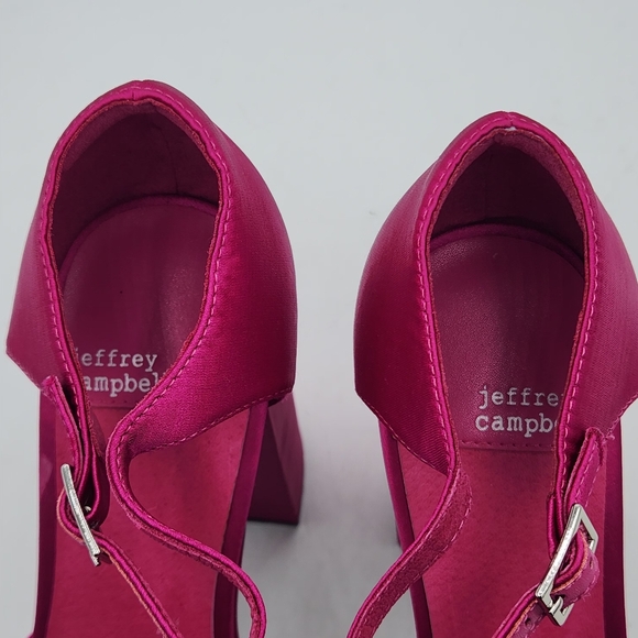 NWOB Jeffrey Campbell Edie Fuchsia Pink Satin Platform Heels – Size 8.5 - Picture 11 of 16
